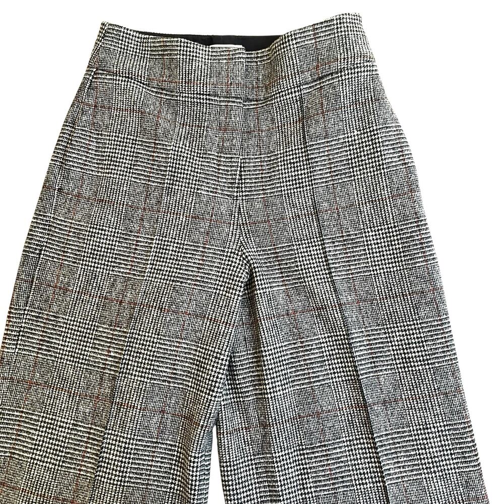 Elie Tahari Size 10 Wool Plaid Wide Leg Trousers High Rise Dark Academia $295